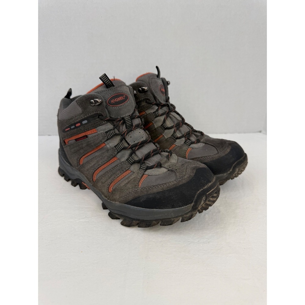 Khombu Terrain Mens Waterproof Hiking Boots Grey Orange Suede Mesh Size 9M 88673